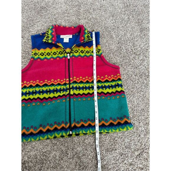 vintage susan bristol zipper up fleece vest colorful retro aztec print womens XS - Picture 9 of 9